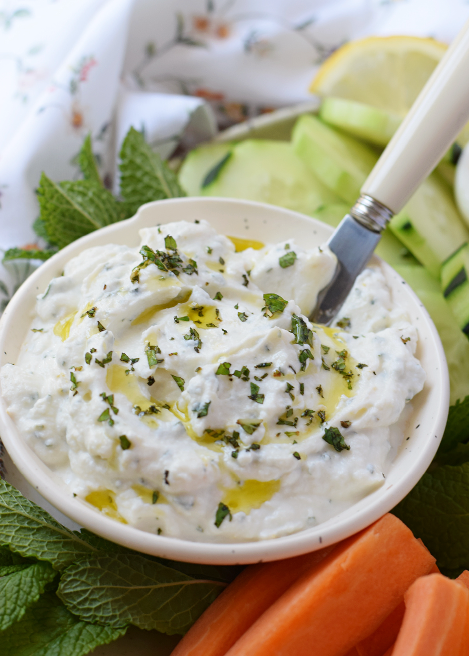 Courgette & Mint Salad with Chilli Lemon & Ricotta